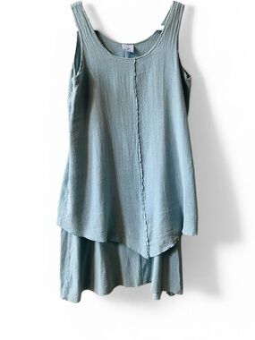 Sea Breaze Of California Dress
Tiered Handkerchief Sz S S Sage 100% Cotton Vtg